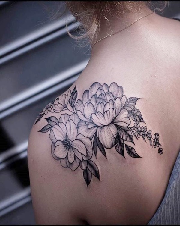 40 Black And White Floral Shoulder Tattoo Ideas